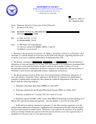 海军记录修正委员会主席致：……